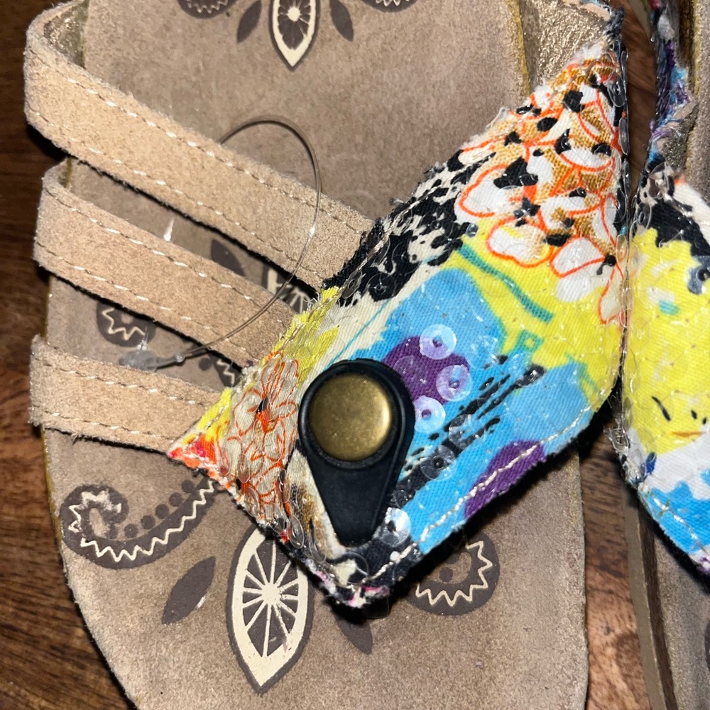 NWT MUK LUK Glitter Boho Flip Flops Size 6 - Picture 4 of 5